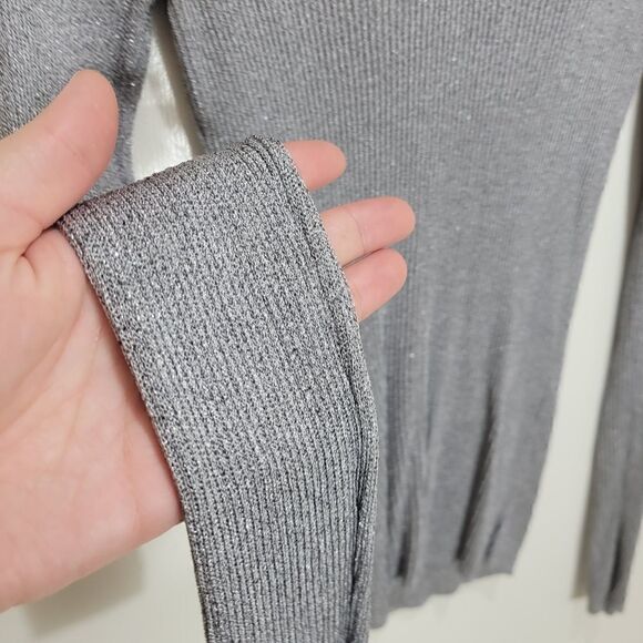 Esprit Silver Sparkle Ribbed V Neck Sweater - Picture 3 of 6